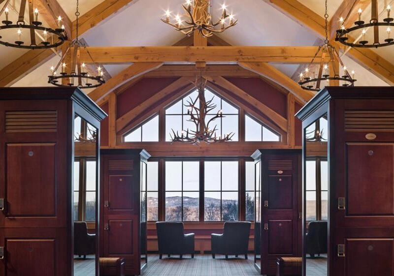 One of the skiers' locker rooms.